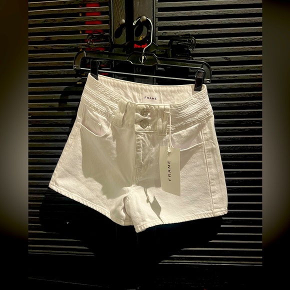 NWT Frame White Denim Triple Binding Shorts - Picture 2 of 7